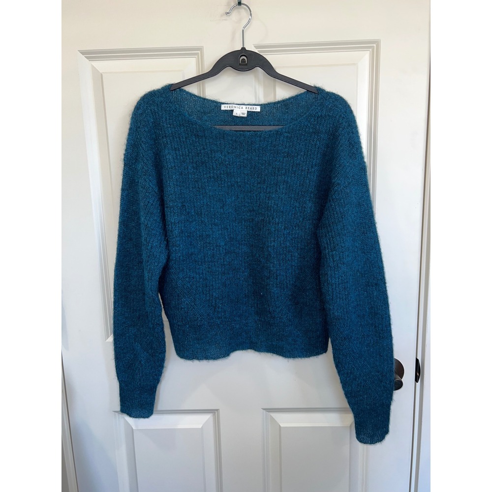 Veronica Beard Super Kid Mohair Alpaca Teal Knit Sweater Size Small